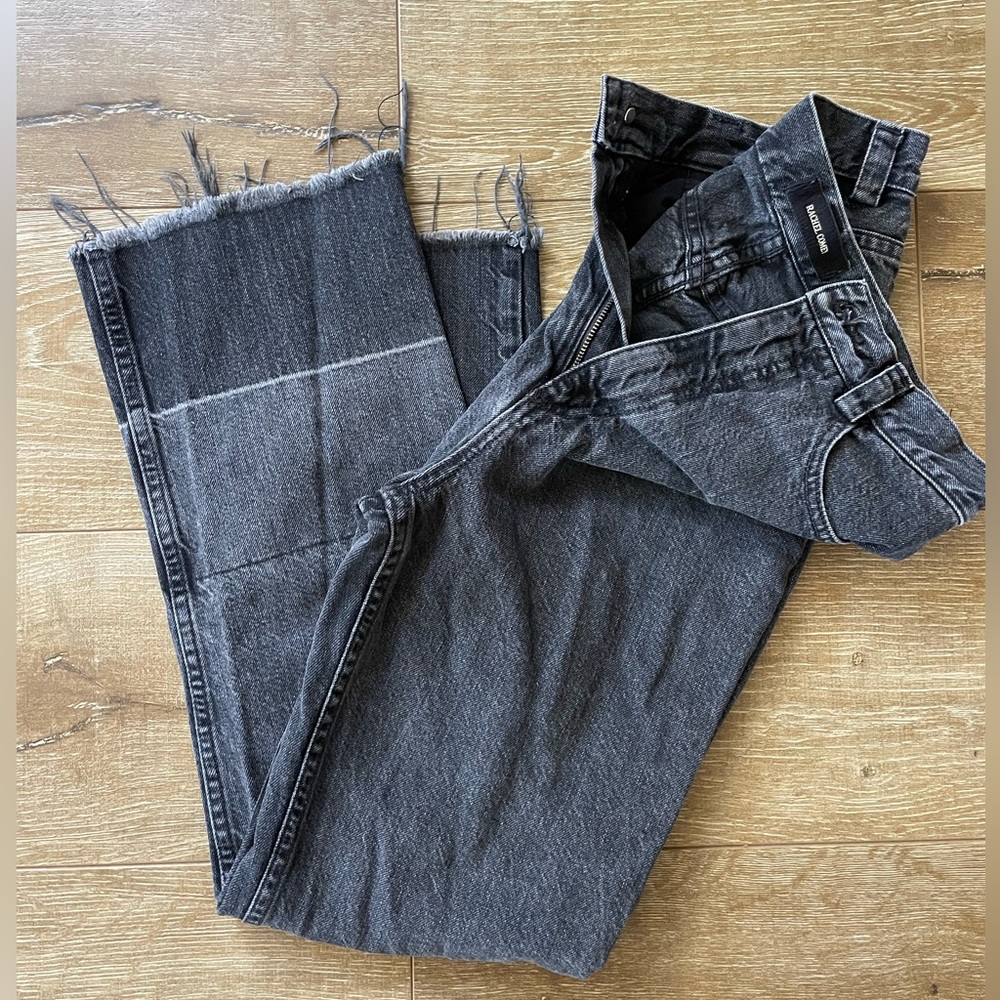 RACHEL COMEY Black Slim Legion Raw Hem Straight Leg Jeans size 4
